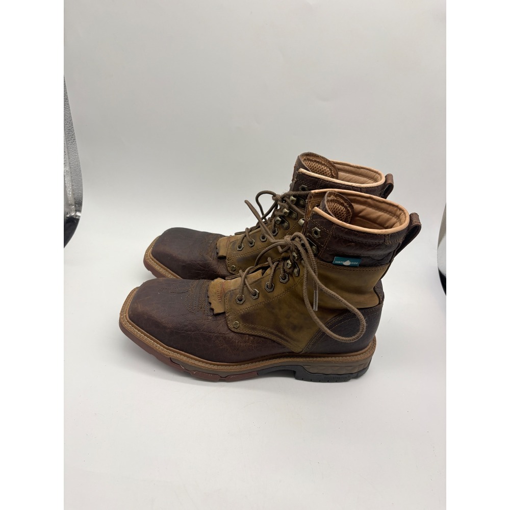 Twisted X Mens 8D CellStretch Saddle Cognac 8" Square Alloy Toe Boots damage